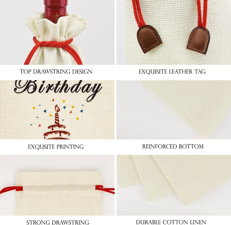Funny Birthday Wine Bag - Champagne Gift Set with Drawstring