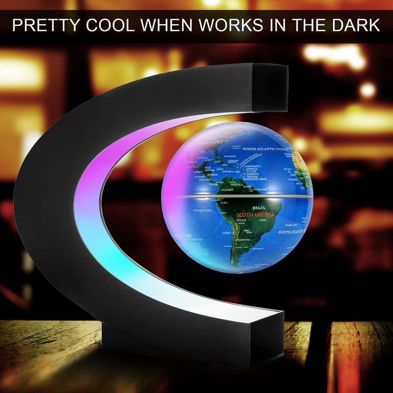 Magnetic Levitating World Map Globe with LED Display Frame