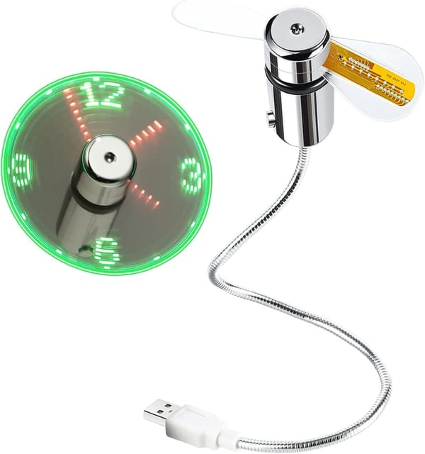 USB LED Clock Fan - Perfect Men’s Christmas Gift and Father's Day Gadget
