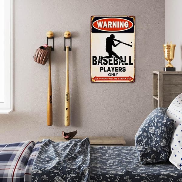 Funny Baseball Players Only Wall Sign for Boys' Room Decor