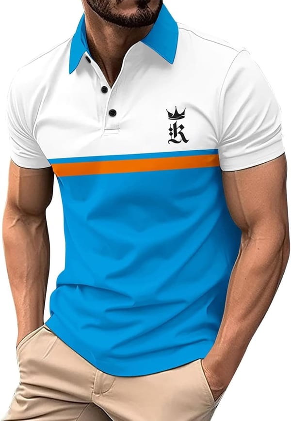 Men's Stretch Polyester Knit Polo Shirt - Short Sleeve Zipper