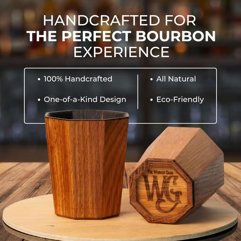 Artisan Charred Oak Wooden Whiskey Cup for Men