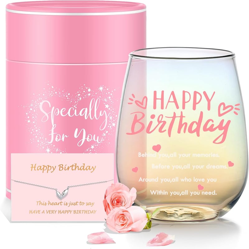 Happy Birthday Wine Glasses for Women - Unique Gift Ideas