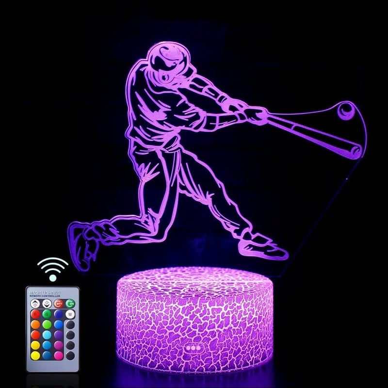 Baseball Night Light Lamp with Remote & Touch Control for Kids