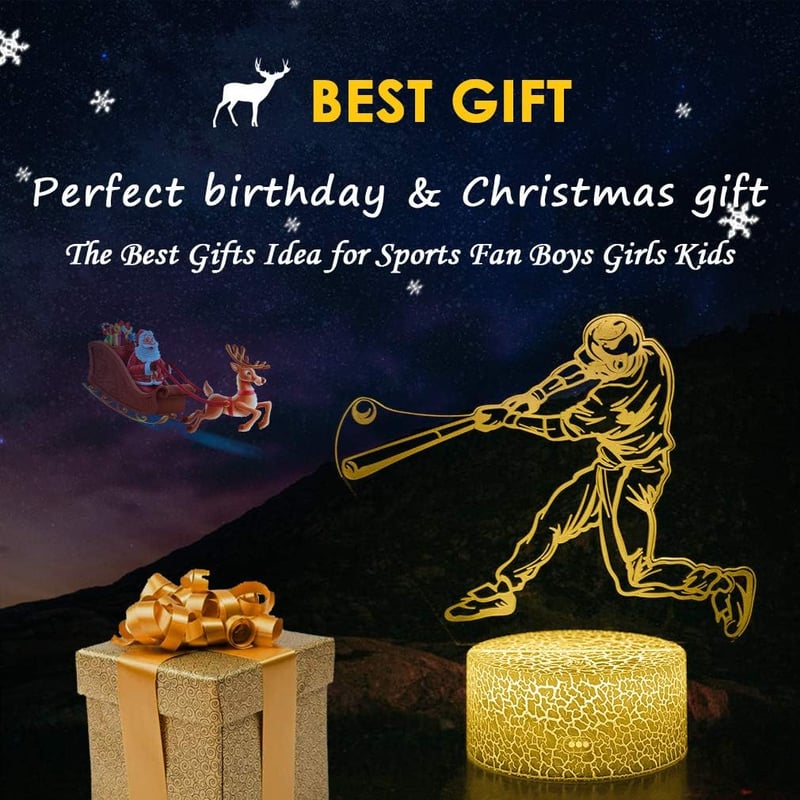 Baseball Night Light Lamp with Remote & Touch Control for Kids