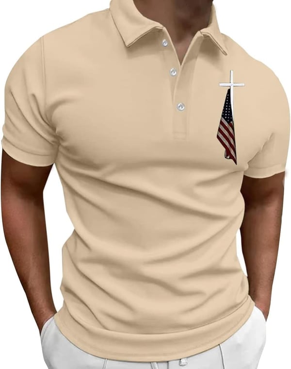 Men's Casual Short Sleeve 3D Printed Polo Shirt