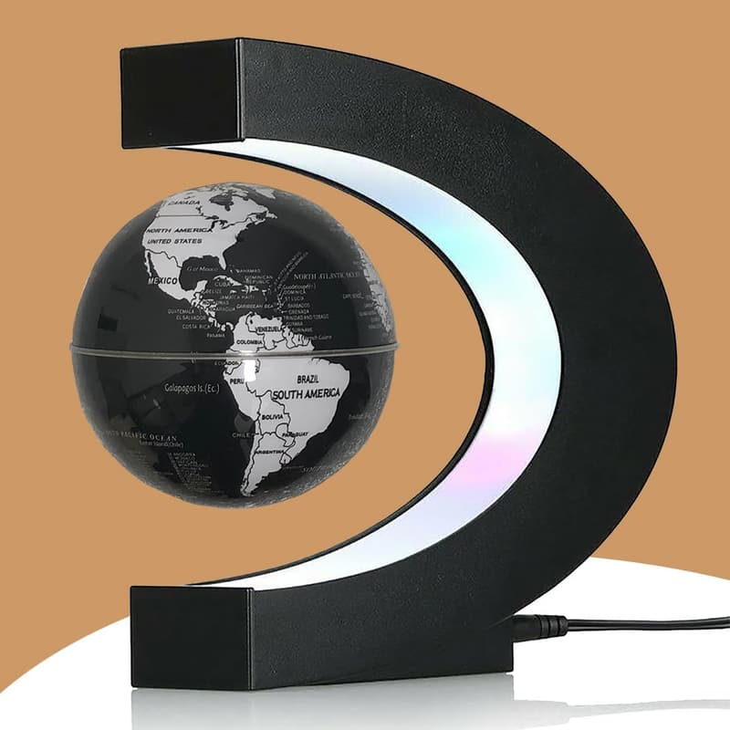 Floating Globe Desk Gadget with LED Light - Cool Gift for Men