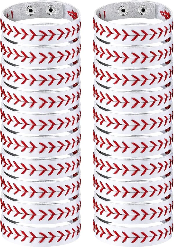 Genuine Leather Baseball Bracelet - Unisex Sports Wristband
