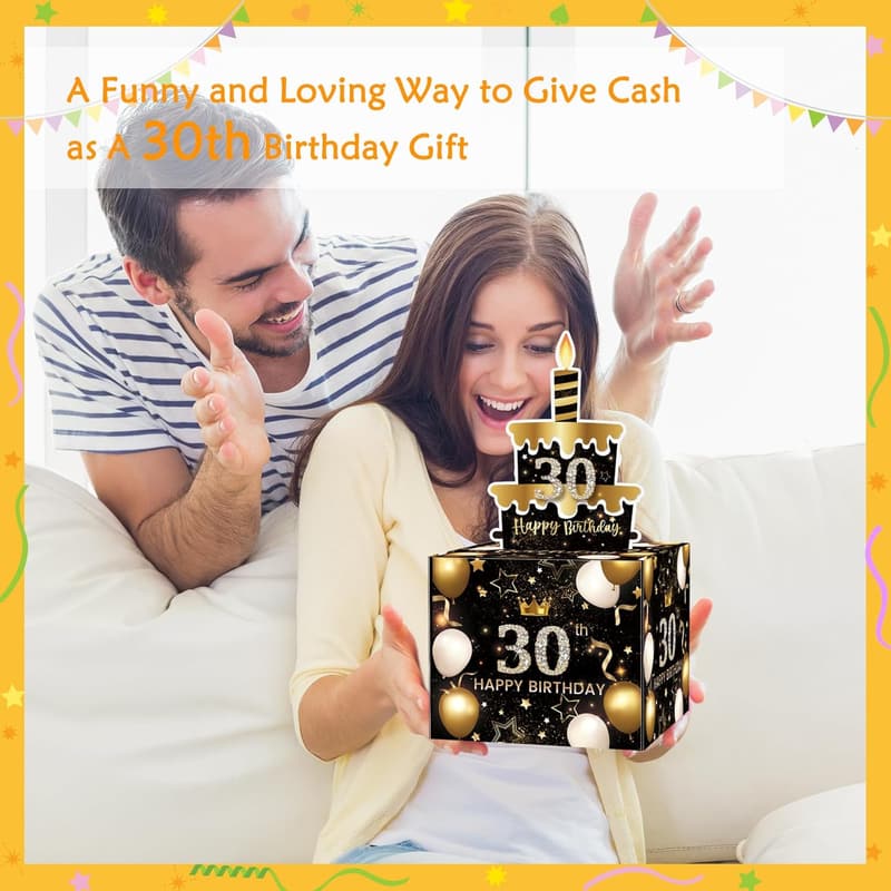 30th Birthday Money Box for Cash Gifts - Surprise Pull Out Box