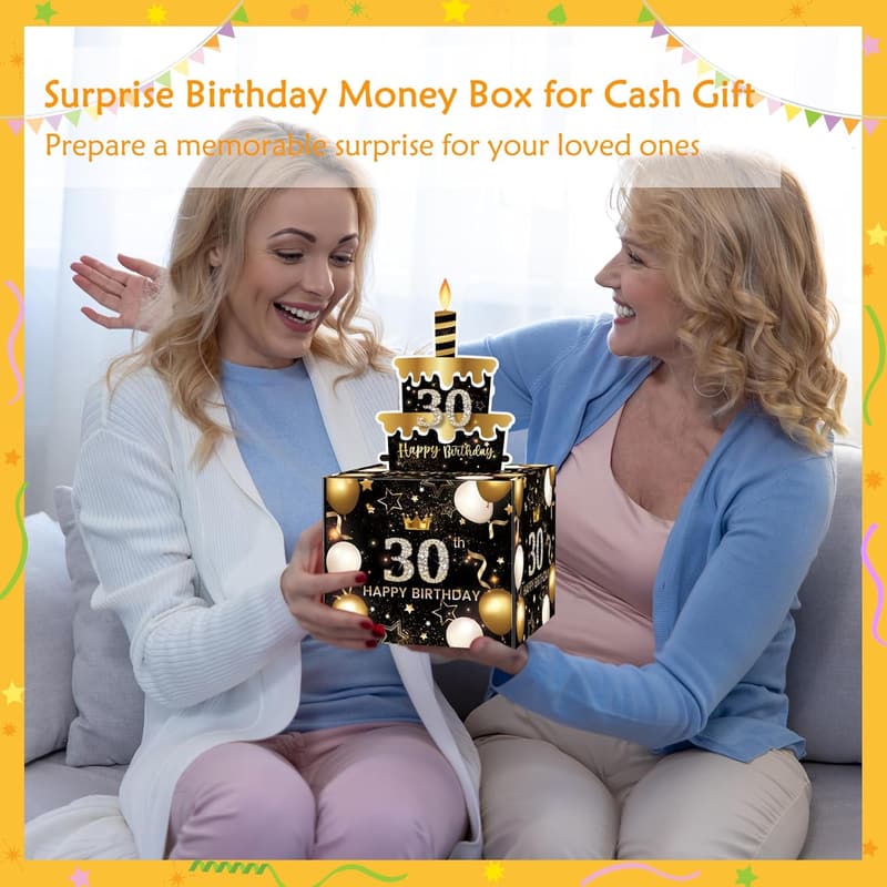 30th Birthday Money Box for Cash Gifts - Surprise Pull Out Box
