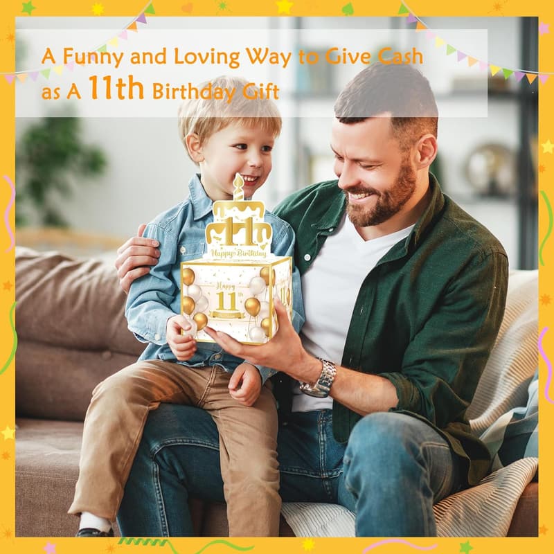 11th Birthday Surprise Money Box with 100 Transparent Bags