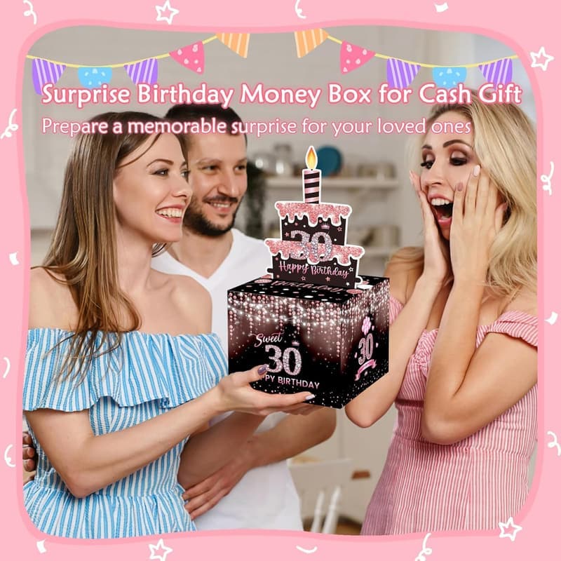 30th Birthday Money Box - Surprise Cash Gift with 100 Bags