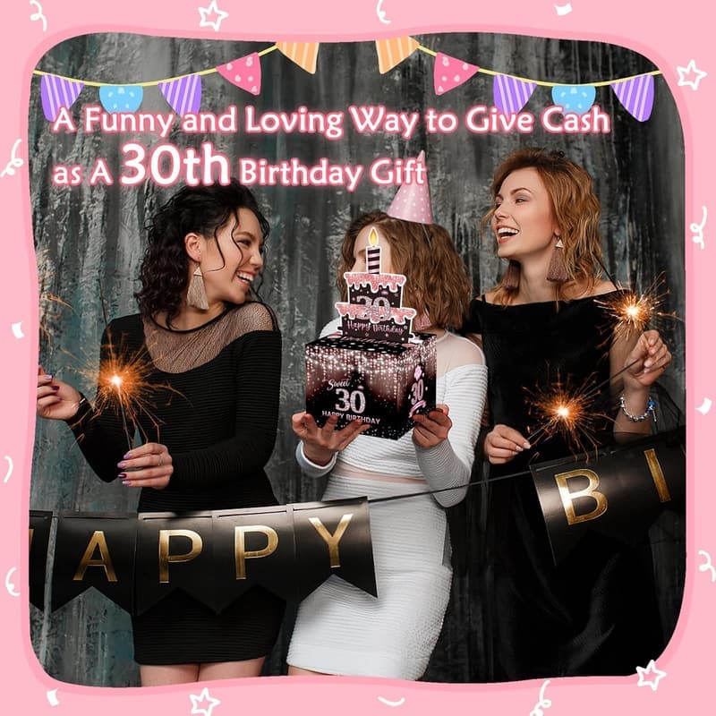 30th Birthday Money Box - Surprise Cash Gift with 100 Bags