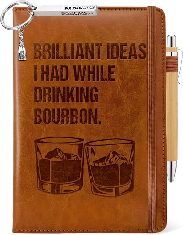 Bourbon Leather Journal with Pen - Engraved Gift for Bourbon Lovers