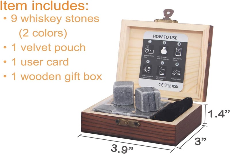 Engraved Whiskey Stones Gift Set for Dad's Birthday