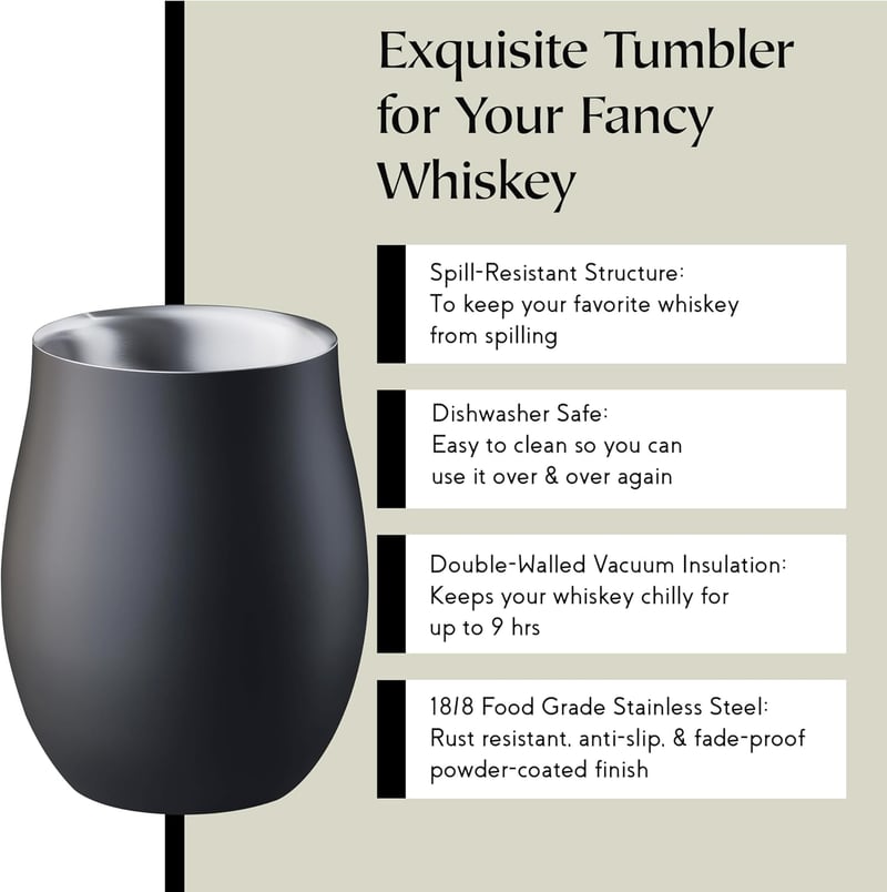 Mahogany Insulated Whiskey Tumbler - 8 oz Stainless Steel