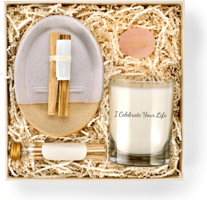 Sympathy Gift Basket with Palo Santo and Selenite Crystal
