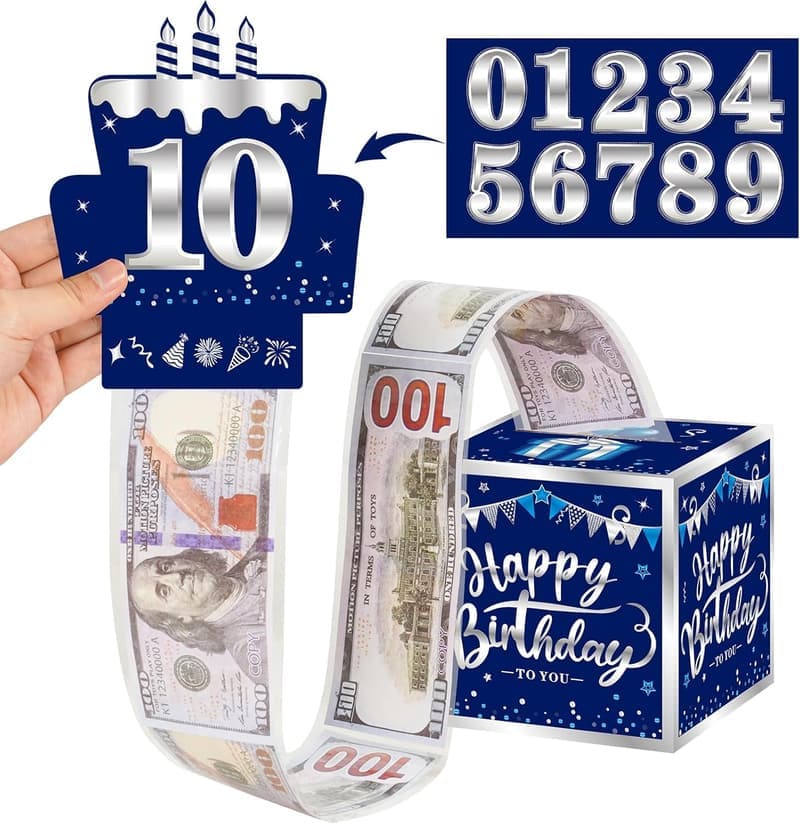 Birthday Cash Gift Box with DIY Stickers for Men and Boys