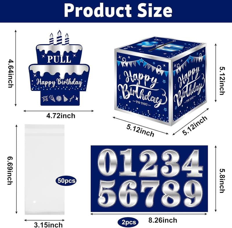 Birthday Cash Gift Box with DIY Stickers for Men and Boys