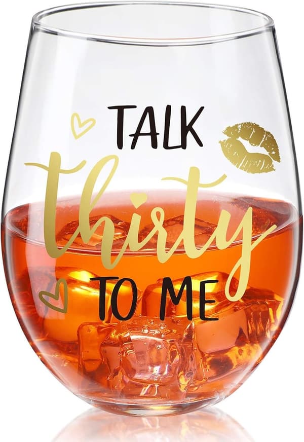 30th Birthday Stemless Wine Glass - 