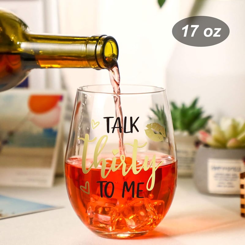 30th Birthday Stemless Wine Glass - 