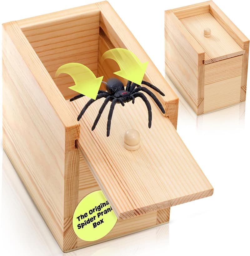 April Fools' Day Spider Prank Box - Hilarious Wooden Toy Gift