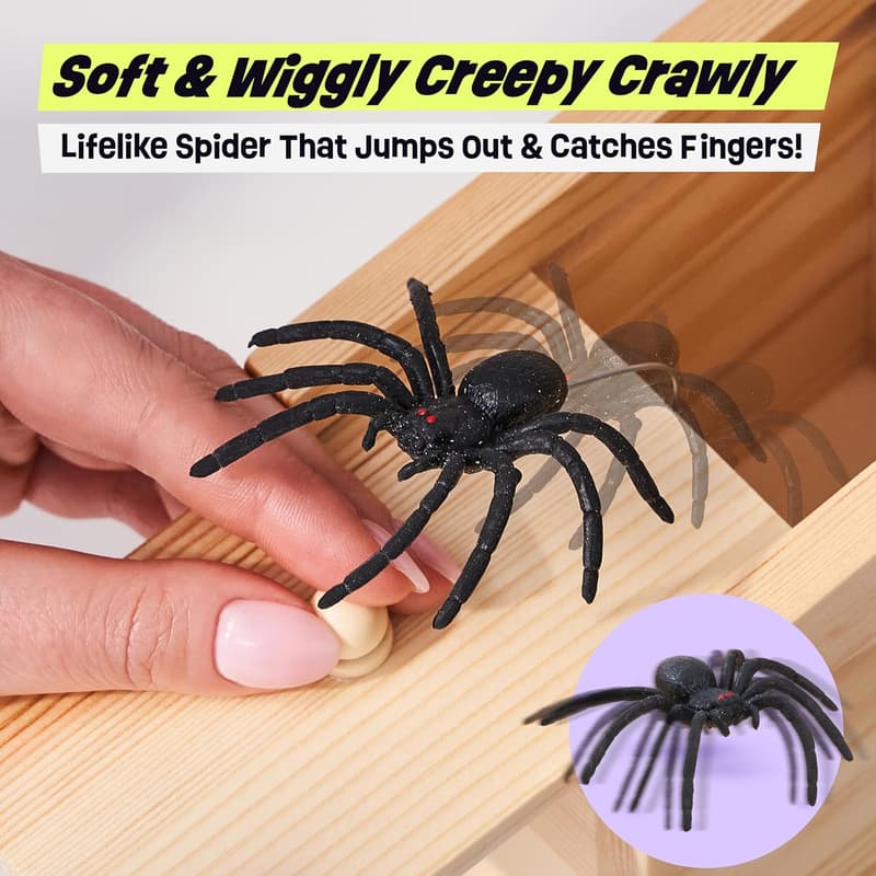 April Fools' Day Spider Prank Box - Hilarious Wooden Toy Gift