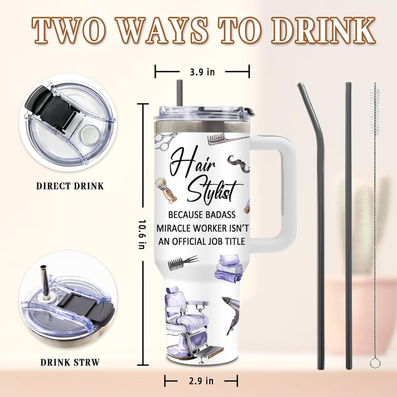 Hairdresser Tumbler Gift for Women - 40 oz with Handle