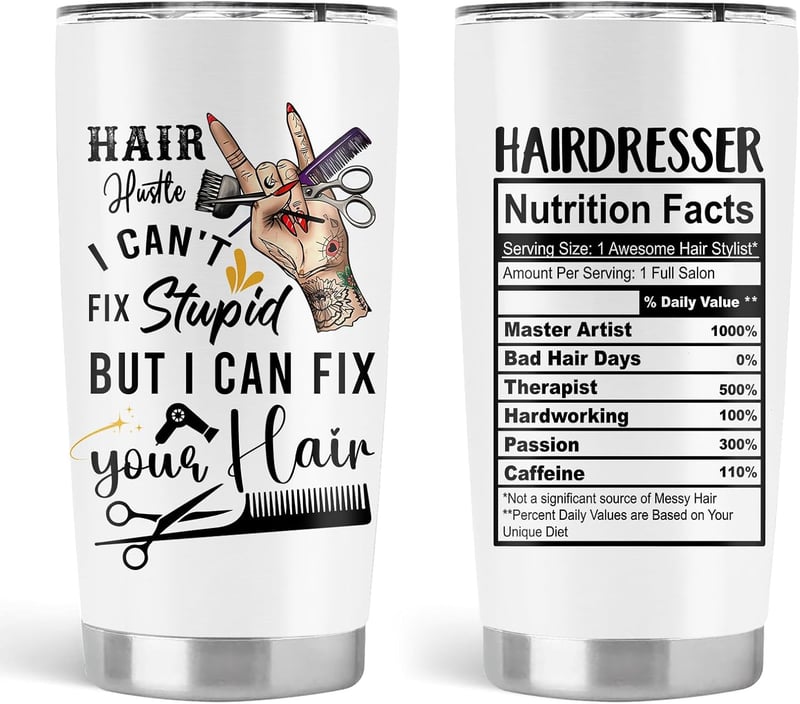 Hair Stylist Gifts: 20 oz Stainless Steel Tumbler with Lid & Straw
