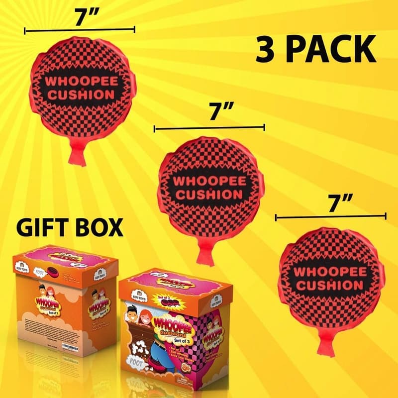 Self-Inflating Whoopee Cushion Set of 3 - Gag Gift for All Ages