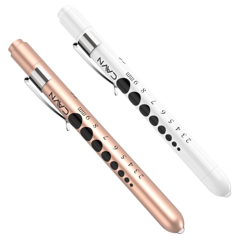LED Pen Light with Pupil Gauge for Nurses & Doctors - 2 Pack