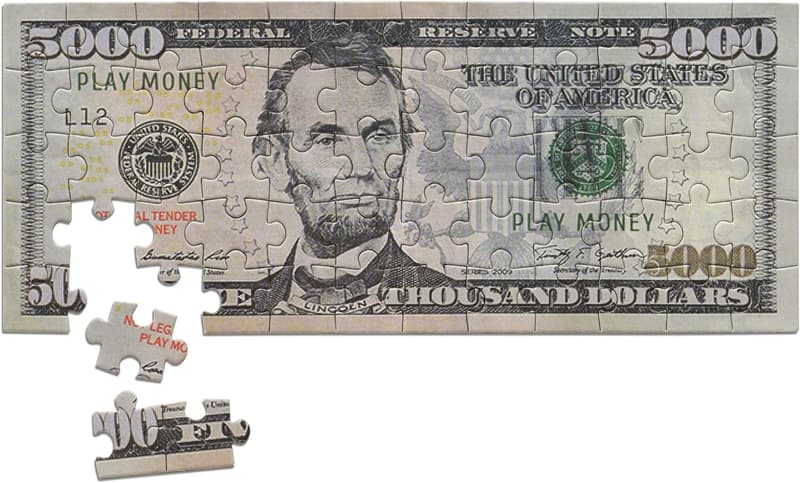 Dollar Bill Money Puzzle - Educational Gift for Adults and Kids
