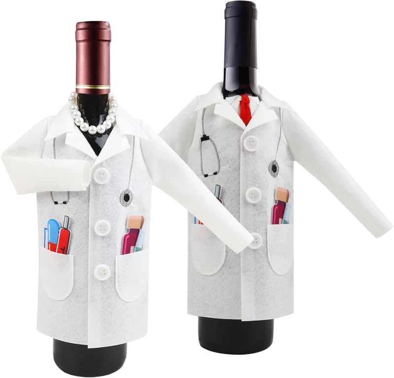 Graduation Wine Wraps with Syringe Necklaces for Medical Students