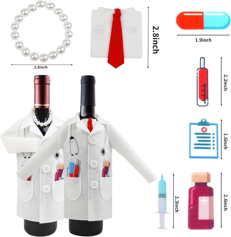 Graduation Wine Wraps with Syringe Necklaces for Medical Students