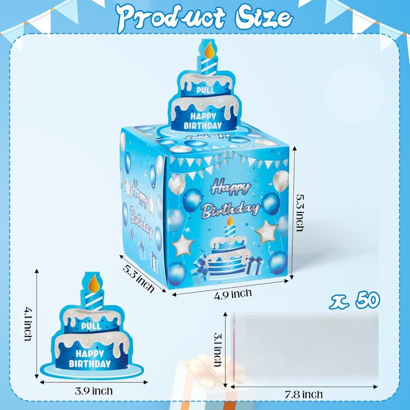 Sky Blue Birthday Money Box with Pull-Out Card