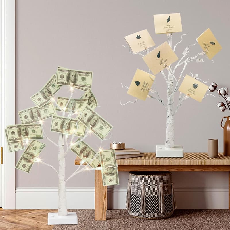 Lighted 2FT Money Tree with Clips & Cards for Christmas