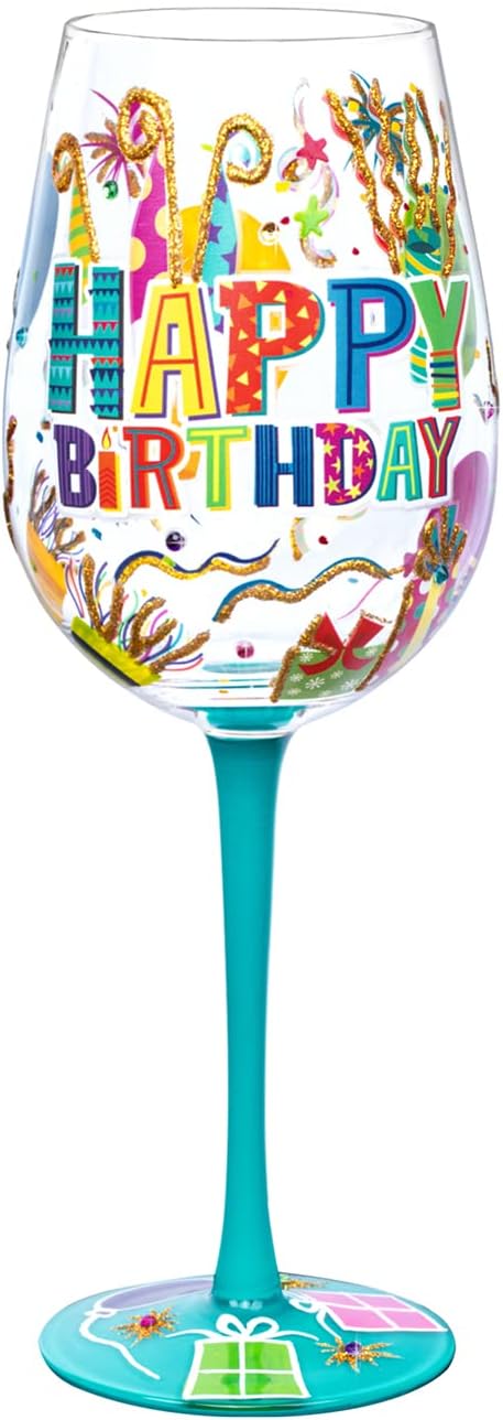 Happy Birthday Hand-Painted Wine Glass - 15oz Personalized Gift