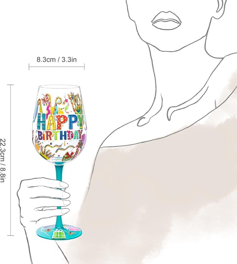 Happy Birthday Hand-Painted Wine Glass - 15oz Personalized Gift