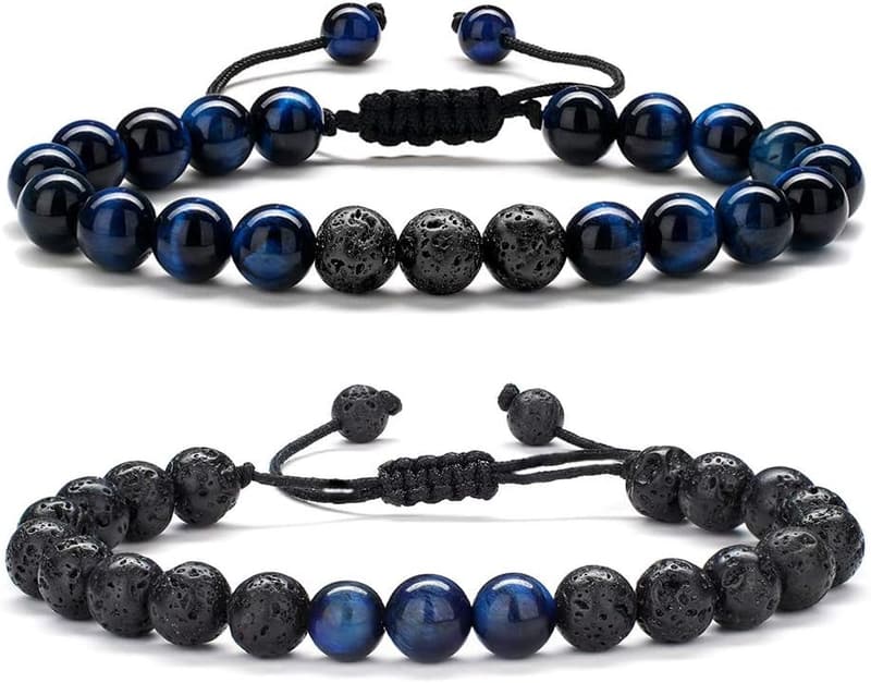 Men's Natural Stone Bracelet - Tiger Eye & Matte Agate