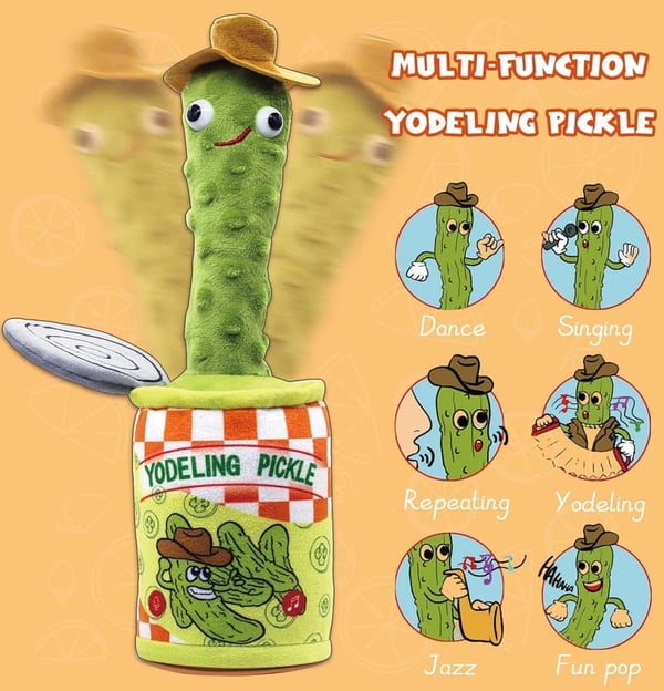 Yodeling Pickle Plush Toy - Rechargeable Mimicking Gag Gift