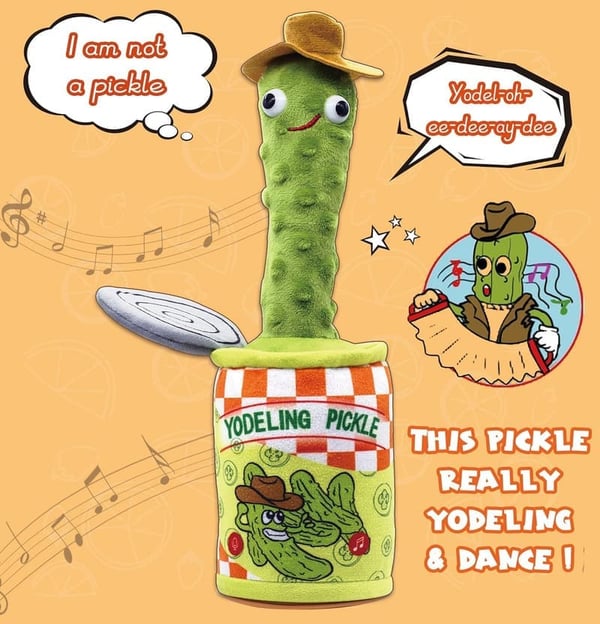 Yodeling Pickle Plush Toy - Rechargeable Mimicking Gag Gift