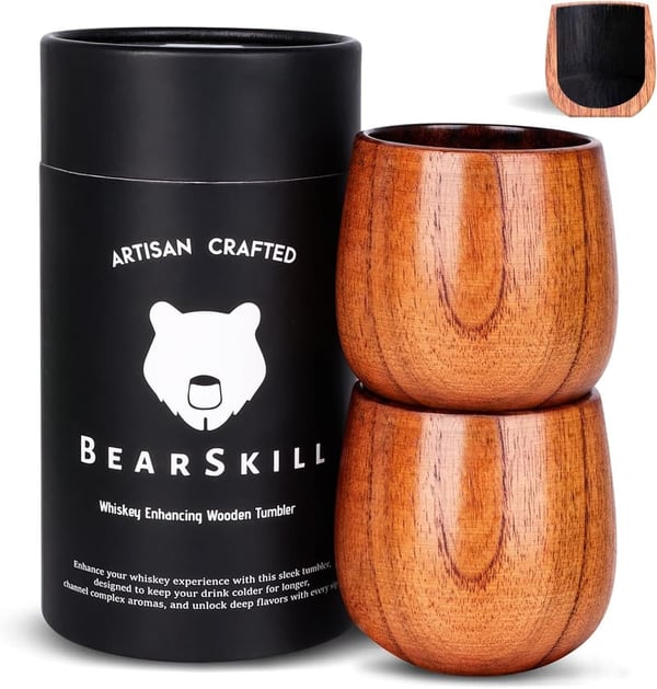 Charred Wooden Bourbon Tumbler - Perfect Whiskey Gift for Men