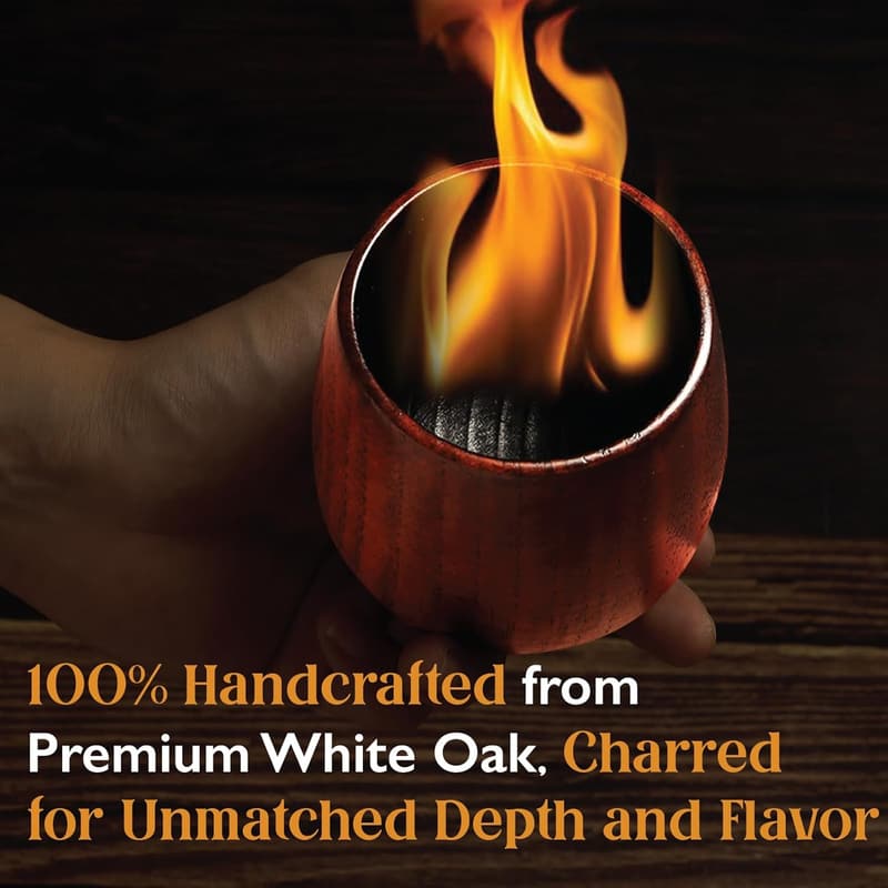 Charred Wooden Bourbon Tumbler - Perfect Whiskey Gift for Men