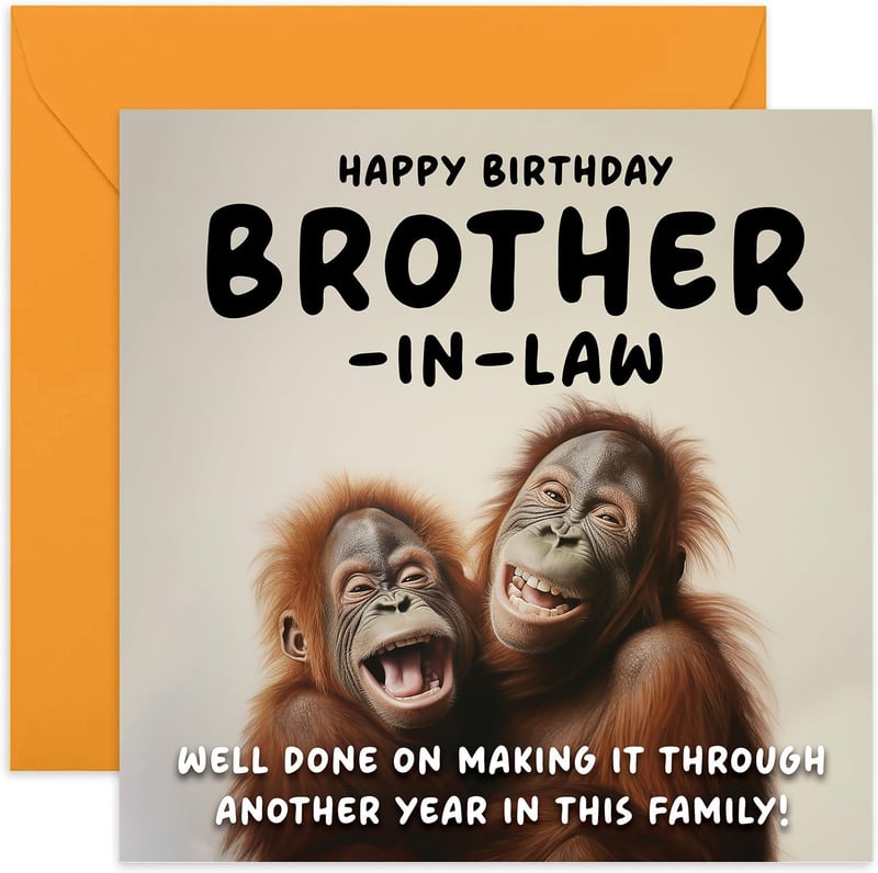 Funny Birthday Card for Brother-in-Law - Hilarious Chimp Design