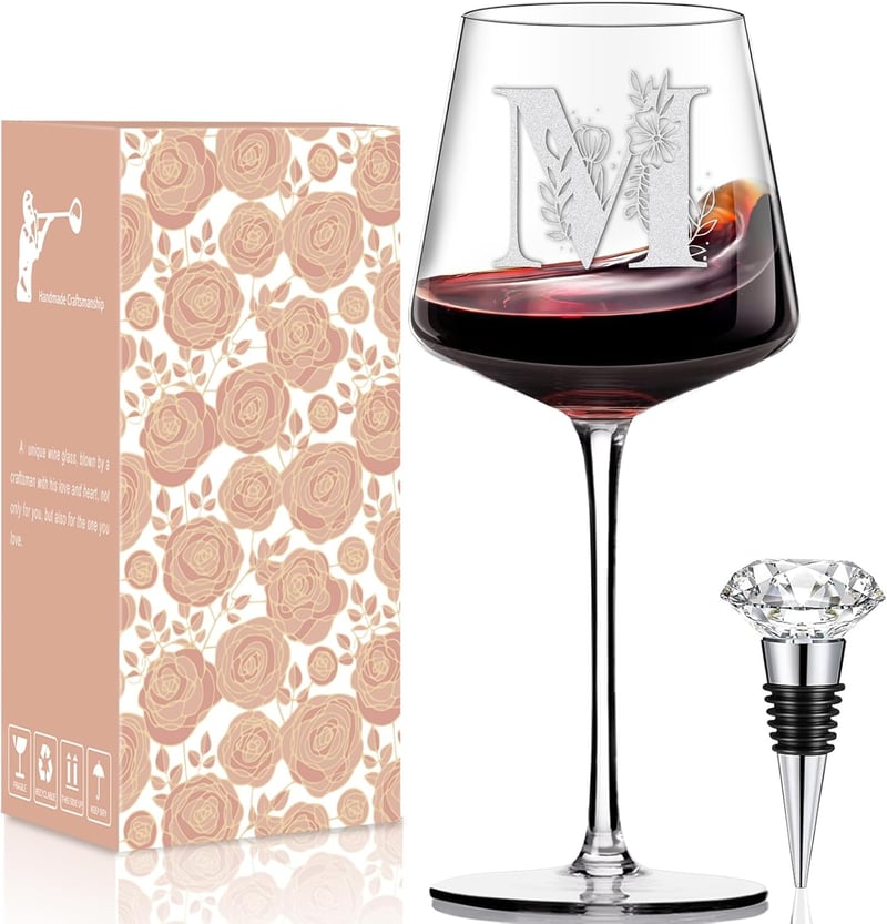 Customized Etched Wine Glass for Women - Monogrammed Gift