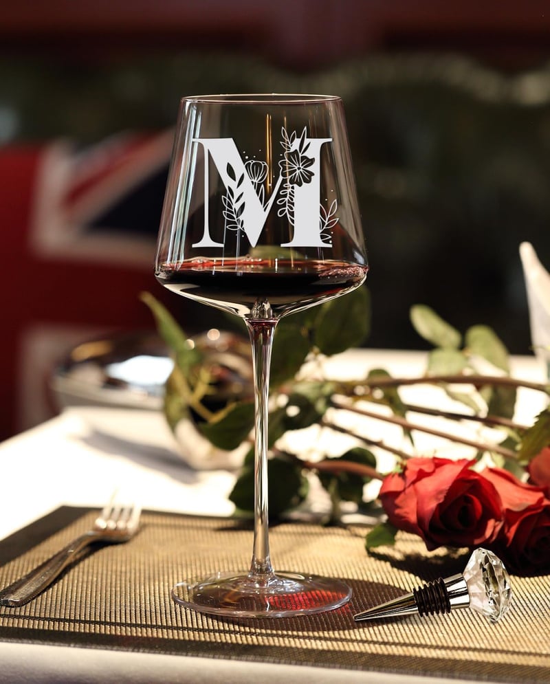 Customized Etched Wine Glass for Women - Monogrammed Gift