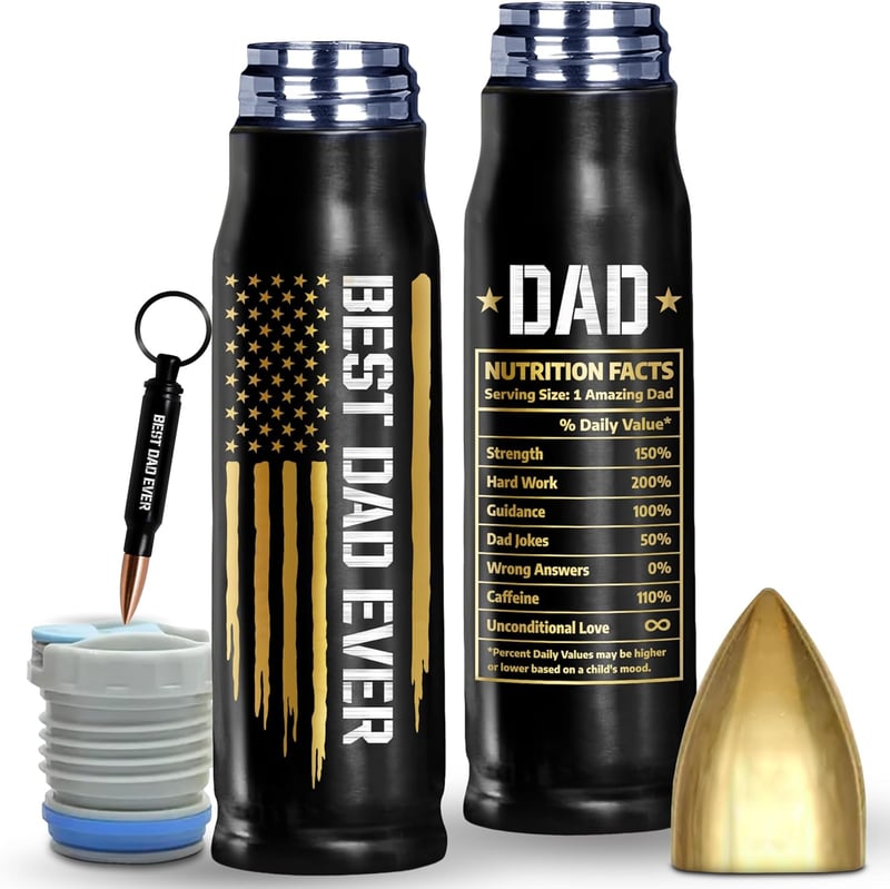 Father's Day Gift - Best Dad Ever 17oz Bullet Tumbler with Keychain