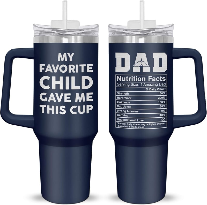 Father's Day Insulated 40 oz Tumbler with Straw & Handle