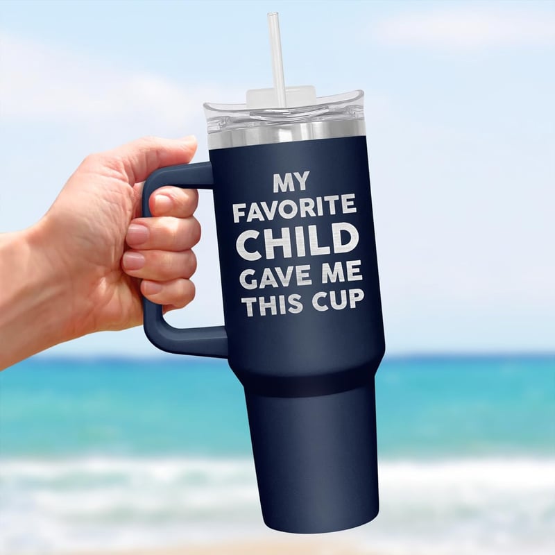 Father's Day Insulated 40 oz Tumbler with Straw & Handle