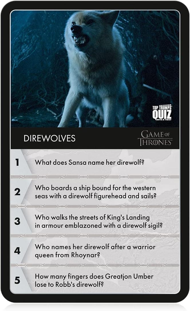 Game of Thrones Trivia Quiz - Top Trumps for Ages 8+
